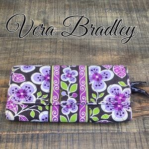VERA BRADLEY PLUM PETAL MAGNET FOLDING ID WALLET